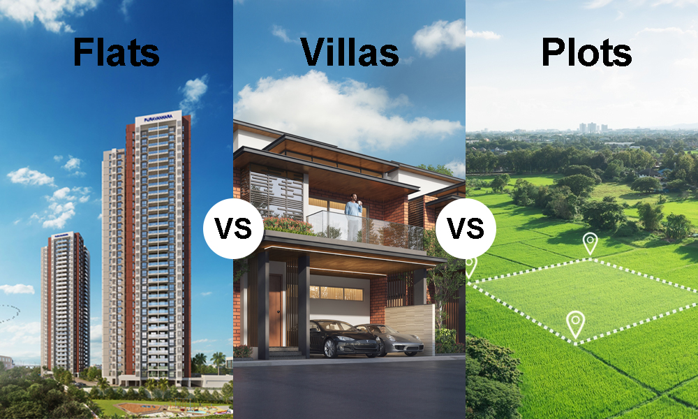 Comparison table of costs for flats vs villas vs plots in South Chennai