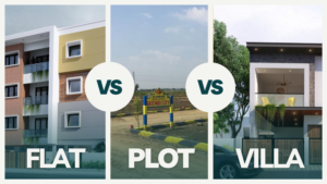 Comparison table of costs for flats vs villas vs plots in South Chennai