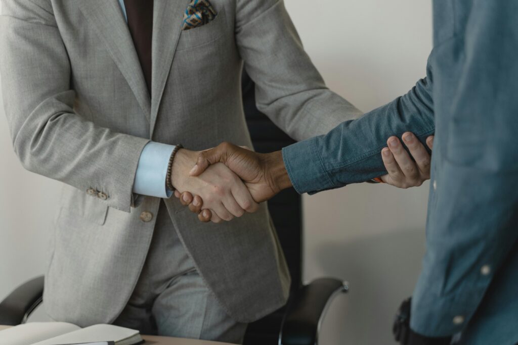 Businessmen making handshake